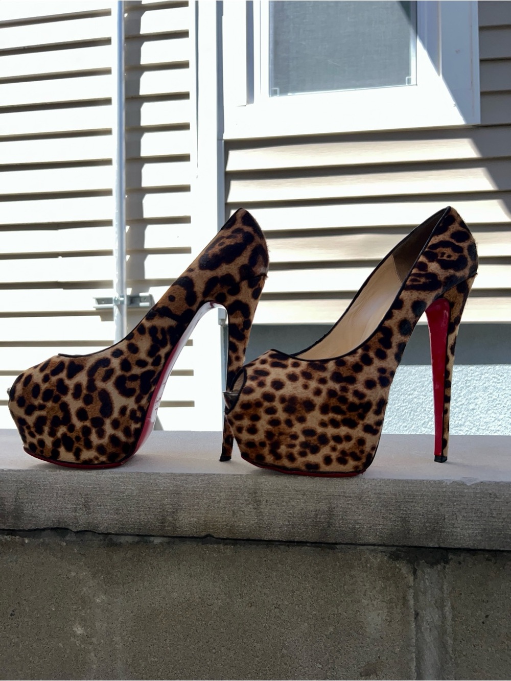 Christian Louboutin Highness Leopard Print Calf Hair Pumps Size IT 42